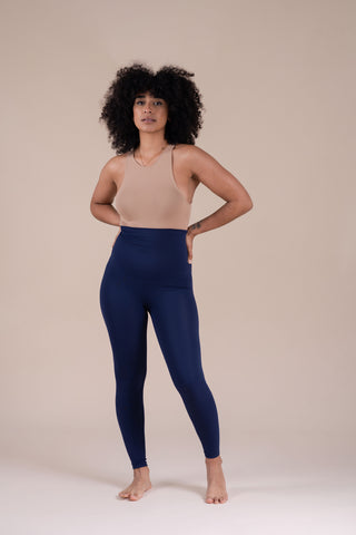 french navy seamless shapewear leggings by luxeso clothing, full length
